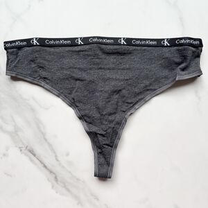 NWOT CALVIN KLEIN 1996 COTTON STRETCH MODERN THONG PANTY IN HEATHER DARK GRAY